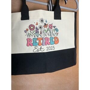 Retired Est‎ 2025 Tote Bag Boho Floral Garden Canvas Beach Bag Gift
